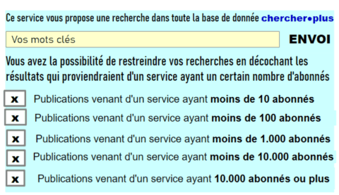 Restreindre vos recherches aux services ayant peu d'abonnés changer de paradigme pour l'usage d'internet e